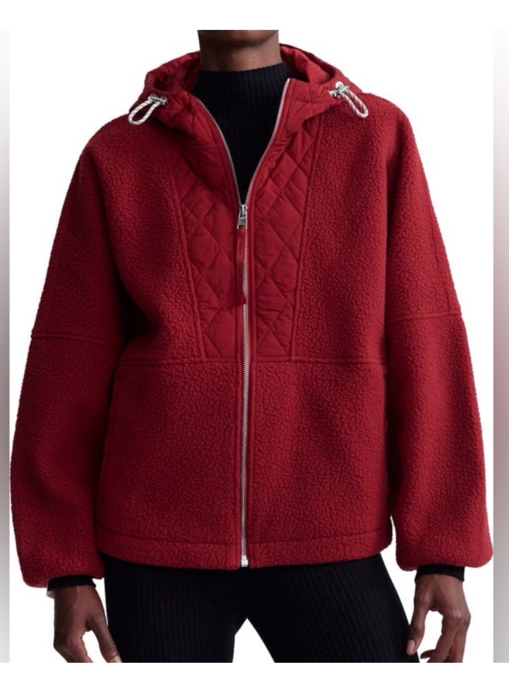 Varley Richfield Quilted Fleece Jacket in Red Dahlia Large